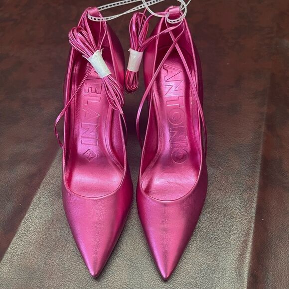 Antonio Melani new w/out tags pink stiletto heels with ankle‎ strap ties, size 7 - Picture 1 of 9